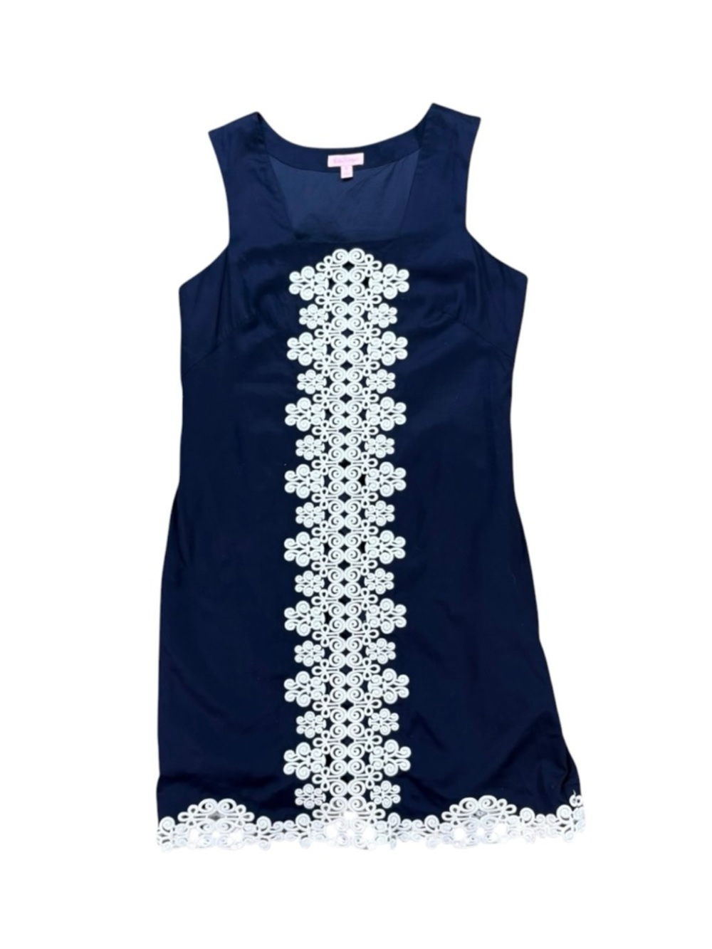 Woman’s Lily Pulitzer sleeveless navy blue dress with white trim size 12
